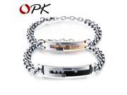 OPK Valentine s Day Gift Romantic Stainless Steel Cubic Zirconia Lover s Bracelets Bangles Fashion Women Men Jewelry GS792