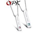 OPK Couple Necklaces For Lovers Romantic Forever Love Stainless Steel Cubic Zirconia Pendant Necklace Women Men Jewelry GX1009