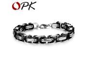 OPK Mens Silver Gold Black Plated Steel Byzantine Link Chain Bracelets Hiphop 22CM Cool Fashion Jewelry Bangle Wholesale