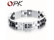 OPK Punk Man Bracelets Fashion 316L Stainless Steel Hematite Stone Men Jewelry Link Chain Mans 15MM 22CM Accessories GS763