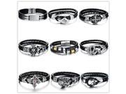 OPK 10pcs lot Double Layer Wrap Bracelet For Man Fashion Trendy Handmade Leather Men Jewelry Mixed Order Wholesale