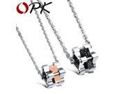OPK Couple Stainless Steel Necklaces Pendants Punk Style Black Gold Plated Irregular Best Lovers Women Men Xmas Gift GX1020