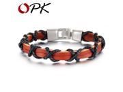 OPK Brand Vintage Handmade Leather Weaved Men Bracelet Fashion Rock Punk Christmas Gift Jewelry Bangle Low Price PH857