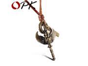 OPK Cool Eagle Design Leather Necklaces Rock Style PU Leather with Copper Alloy Long Sweater Necklace Men Jewelry PX008