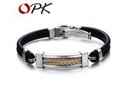 OPK JEWELRY 2016 Hot stainless steel genuine Slicone bracelet bangle for men luxury buckle bracelet 798