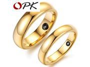 OPK Brand High Quality Gold Plated Tungsten Steel Couple Engagement Wedding Ring Fashion Women Men Jewelry Magnetic Band Set