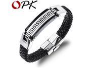 OPK Genuine PU Leather Man Wrap Bracelets Vintage Full Steel The Great Wall Cool Men Jewelry Accessories PH917H
