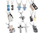 OPK Brand 10pcs lot Stainless Steel Pendant Necklace For Couple MIXED ORDER Women Men Crystal Jewelry EMS DHL