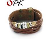 OPK JEWELRY Vintage leather bracelets bangles Charms fashion jewelry wholesale Pulseira Masculina Couro 770