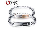 OPK Lover s Chian Link Bracelets Romantic Stainless Steel AAA Cubic Zirconia Women Men Cross Jewelry Bracelet GS794