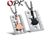 OPK Guitar Design Couple Necklace Romantic 316L Stainless Steel Women Men Pendant Jewelry 1 Piece Price GX818