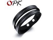 OPK Multi layer Leather Wrap Bracelets Casual Handmade Black Leather Men s Sports Jewelry Personality Cool Accessories PH1049