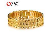 OPK Men s Gold Plated Bracelet Bangles Chunky Platinum 18K Real Gold Plated 21cm Link Chain Luxury Classic Men Jewelry DM398