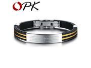 OPK 2015 Hot Genuine Silicone Bracelet Bangle Individuality type Stainless Steel Men Jewelry wholesale retail 842