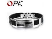 OPK 16MM Width Genuine Silicone Man Bangles Personality The Great Wall Stainless Steel Men Jewelry 19.5CM Long For Punk PH930