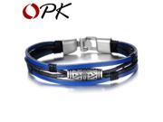 OPK Handmade Multilayer Man Bracelets Fashion 2016 Blue Leather Braided Vintage Jewelry For Men Anchor Clasp Accessories 879