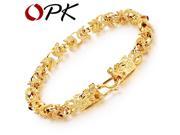 OPK Charm 18K Yellow Gold Plated Man Bracelets Vintage Dragon Head Style Chain Link Men Bracelet Jewelry 22CM Long KS445