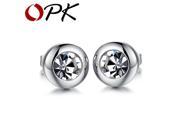OPK Vintage Round Design Studs Earring For Women Men Fashion Silver Stainless Steel Cubic Zirconia Jewelry Earring Unisex 281