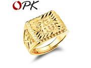 OPK Gold Man Ring Punk Style 18K Gold Plated Chinese Good Fortune Men Wedding Jewelry Fashion Charm Accessories KJ033