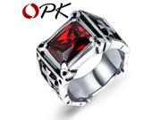 OPK Stainless Steel Punk Man Ring Luxury AAA Red Black Cubic Zirconia Personality Men s Party Jewelry Charm Accessories GJ470