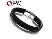 OPK Fashion Knitted Genuine Leather Rope Chain Man Bracelets Classical Simple Design Men Jewelry With Magnet Buckle PH894