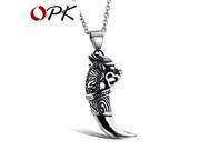 OPK Man Wolf Tooth Necklace Pendant For Men Boy Fashion Brave Wolf Tooth Dragon Stainless Steel Vintage Jewelry Necklaces GX943