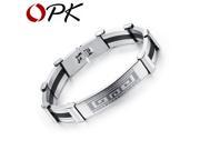 OPK Cool Man Silicone Steel Bracelets Classical The Great Wall Design Stainless Steel 22CM Long Bangles Men Jewelry PH937