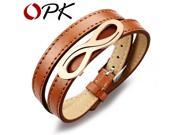 OPK Synthesis Leather Man Wrap Bracelets Fashion Infinity Stainless Steel Black Brown Men s Jewelry Gift For Student PH972