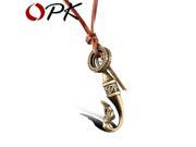 OPK Cool Man Long Necklaces Fashion Personality Fish Design Leather Copper Alloy Men s Jewelry Vintage Accessories PX007