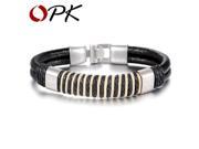 OPK Fashion Leather Weaved Bracelet Braided Rope Attractive Men Jewelry Bangle 21CM Length Vintage Accessories 863