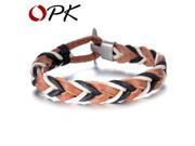 OPK Handmade Leather Braided Man Bracelets Vintage Anchor Design Multicolor Men Jewelry Bangles Pulseiras 21.5CM Long