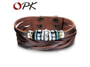 OPK Brand Punk Leather Women Men Wrap Bracelet Multilayer Round Crystal Jewelry Pulseira Masculina Couro Hot Sale