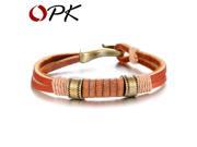 OPK Handmade Leather Weaved Bracelet Fashion Cheap Alloy Personalized Men Jewelry Bangle Wholesale Vintage Accessories 864