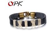 OPK Simple Design Handmade Leather Braided Man Wrap Bracelets Punk Rock Style Anchor Clasp Men Jewelry Charm Accessories PH878