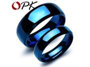 OPK Blue Stainless Steel Lovers Ring Classical Simple Smooth Design Women Men Finger Bands Jewelry Gift For Anniversary GJ479L