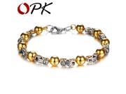 OPK MEN JEWELRY Gold Plated stainless steel bracelet Men s bead link chain bracelet Fashion 677
