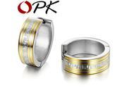 OPK JEWELRY Cool Man Gold Plated Stainless Steel Hoop Earrings Special Texture ARRIVAL 254