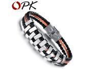 OPK JEWELRY 2014 Fashion Wrap PU Leather Weaving Bracelet with Braided rope Unisex for Men Women 843