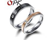 OPK 1 Pair Price Couple Wedding Party Rings Classical Black Gold Plated Stainless Steel Women Men Jewelry Bands 453