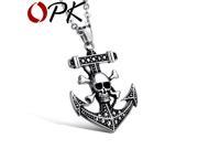 OPK Brand Men s Punk Style Necklace Personality Skeleton Anchor Design Pendant Jewelry Link Chain Accessories GX929