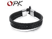 OPK Four Layer Man Wrap Bracelets Punk Style Genuine Leather Stainless Steel Anchor Clasp Men Jewelry Bangles HD945