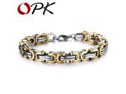 OPK MEN JEWELRY Band Box Packing! Champaign Gold Plated stainless steel box chain bracelet infinity chunky style 711
