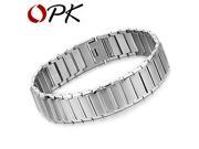 OPK JEWELRY Casual Style STAINLESS STEEL Watch band bracelet width 14mm Large Cuff infinity Fashion Men jewelry 3340