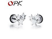 OPK Three Stars Man s Stud Earrings Punk Style Stainless Steel Simple Men s Jewelry Birthday Gift For Man GE301