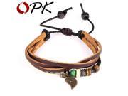 OPK PU Leather Man Wrap Bracelets Classical Handmade Three Layers with Copper Alloy Women Men Jewelry Cheap Price PH1034