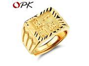 OPK Gold Ring Men Women Gift Wholesale 18K Real Gold Plated 14MM Wide Classic Gold Wedding Bands Rings for Men Jewelry KJ034