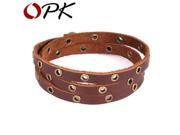 OPK Three Layer Leather Charm Bracelets For Man Punk Style Cool Rivet Design Men Jewelry Link Chain Accessories PH1043