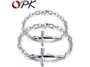 OPK Lovers Cross Bracelets Bangles Classical Stainless Steel Women Men Link Chain Jewelry GS776