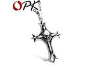 OPK Brand Retro Punk Skeleton Cross Men Necklace Link Chain Stainless Steel Pendant Jewelry Hot Sale GX933