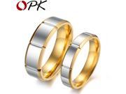OPK Korean Fashion 18K Yellow Gold Plated Engagement Rings Titanium Steel Couple Wedding Rings For Men Women Jewelry 296